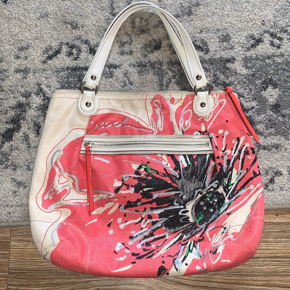 COACH POPPY CANVAS TOTE PURSE